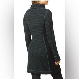 Prana Dark Teal Striped Long Sleeve Dress